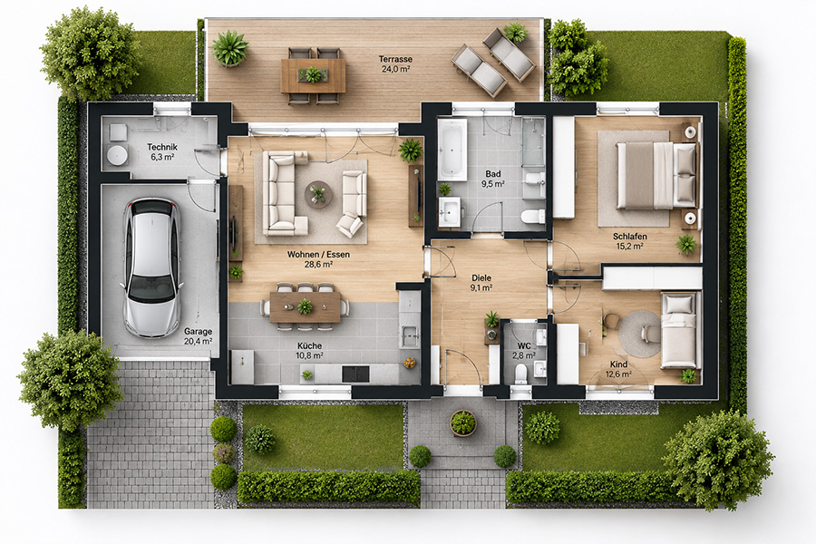 Professioneller Grundriss eines Hauses von T&A Hausmeisterservice